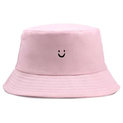 Chapeau de Pêcheur Unisexe en Coton avec Visage Souriant Brodé Pliable Protection Solaire Bob Décontracté pour Voyage en Plein Air Plage Été