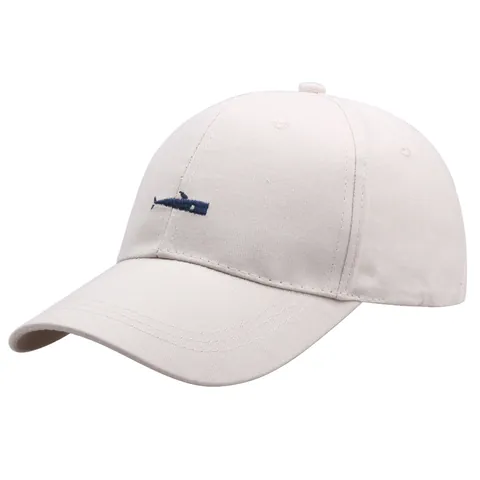 Gorra de Béisbol Minimalista de Algodón Con Bordado de Pez Pequeño Protección Solar Ajustable Casual Unisex