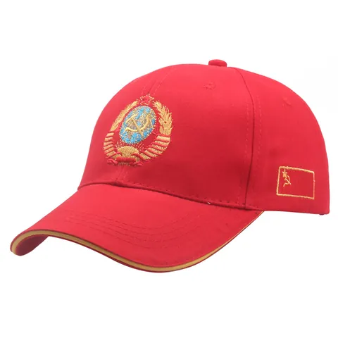 Gorra de Béisbol de Algodón con Bordado CCCP Soviético Hoz y Martillo Rojo Negro Estilo Militar Retro para Hombre y Mujer