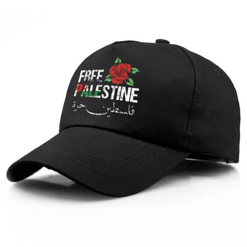 Casquette de Baseball en Coton Imprimé Rose Palestine Libre Réglable Chapeau de Soleil Décontracté Style Ethnique Couvre-chef de Plein Air