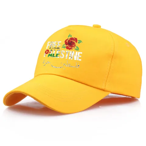 Casquette de Baseball en Coton Imprimé Rose Palestine Libre Réglable Chapeau de Soleil Décontracté Style Ethnique Couvre-chef de Plein Air