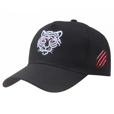 Mode Herren Tigerkopf Stickerei Baseballkappe Streetwear Verstellbare Baumwolle Outdoor Angeln Sonnenhut Schwarz Hip Hop Hut