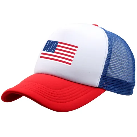 USA Flagge Druck Trucker Mütze Für Damen Herren Netz Atmungsaktiv Baseballkappe Verstellbar Sonnenschutz Sommer Outdoor Lässig Kopfbedeckung