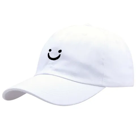 Casquette de Baseball Unisexe en Coton Avec Smiley Brodé Chapeau de Soleil Réglable pour Hommes Femmes Outdoor Streetwear