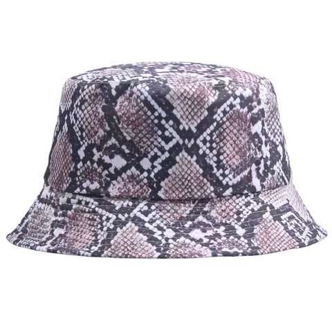 Cappello a Secchiello con Stampa Serpente Uomo Donna Streetwear Hip-Hop Parasole Cappello da Pescatore Pieghevole per Esterni
