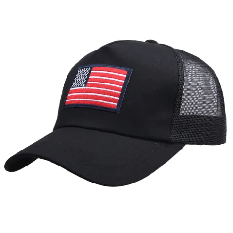 Cappello Trucker in Rete Con Ricamo Bandiera Americana per Uomo Donna Casual Cotone Regolabile Snapback Berretto Baseball
