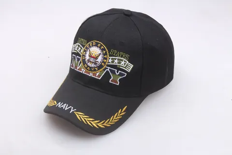 United States Navy Eagle Embroidery Baseball Cap Cotton Blend Sun Protection Military Style Dad Hat For Men Women Black
