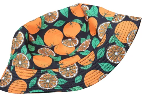 Cappello da Pescatore Unisex Moda Estiva Stampa Frutta Arancione Protezione Solare Casual All'aperto Poliestere Nero