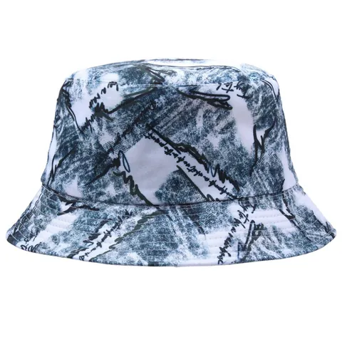 Fashion Reversible Bucket Hat For Women Men Polyester Graffiti Print Tie Dye Sun Protection Streetwear Outdoor Travel Fishermans Hat