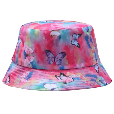Mode Schmetterling Druck Batik Anglerhut Doppelseitiger Sonnenschutz Fischerhut Für Damen Sommer Strand Lässig Outdoor Reise Hut