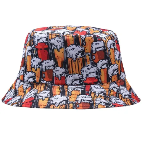 Chapeau Bob Unisexe avec Impression Numérique Chopes de Bière Chapeau de Soleil Décontracté pour Plage Vacances Streetwear Polyester