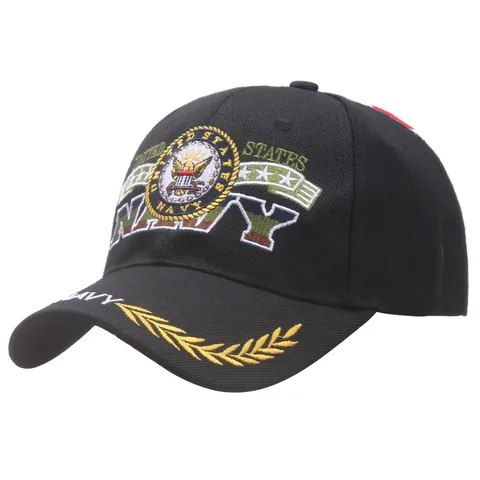 United States Navy Eagle Embroidery Baseball Cap Cotton Blend Sun Protection Military Style Dad Hat For Men Women Black