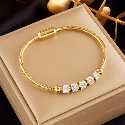 Schmetterling Künstliche Perle Blume Armband Vergoldet Edelstahl Schlangenkette Verstellbar Zirkon Schmuck Für Frauen Elegant