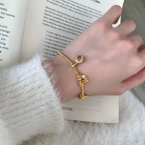 Authentic 925 Sterling Silver Beaded Bracelet For Women Luxury Zirconia Clover Pendant Gold Silver Plated Elegant Fashion Jewelry Gift