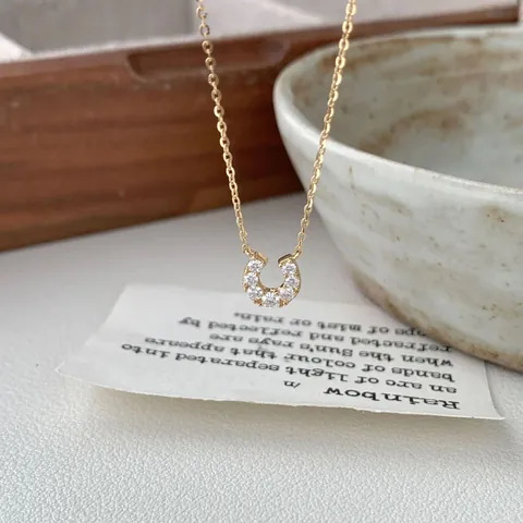 925 Sterling Silver Horseshoe Pendant Necklace For Women Luxury Pave Zirconia U Shape Choker Minimalist Jewelry Anniversary Gift
