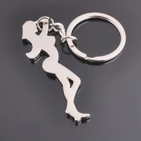 Creative Metal Keychain Woman Body Silhouette Pendant Highly Polished Zinc Alloy Key Ring For Daily Use Silver Color Gift