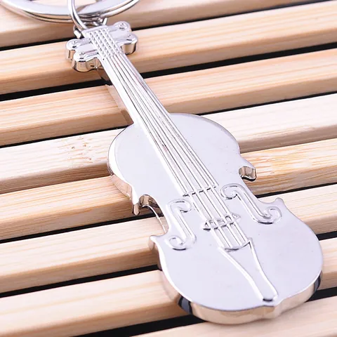 Creativo Portachiavi a Forma di Violino in Metallo Lega di Zinco Argento Lucido Pendente Portachiavi Regalo per Amanti della Musica