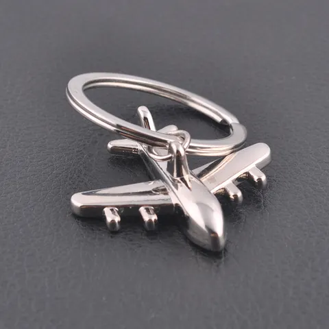 Creatieve 3D Vliegtuig Sleutelhanger Zinklegering Metalen Vliegtuig Sleutelring Voor Mannen Vrouwen Zakelijk Cadeau Zilver