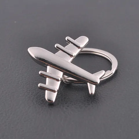 Creatieve 3D Vliegtuig Sleutelhanger Zinklegering Metalen Vliegtuig Sleutelring Voor Mannen Vrouwen Zakelijk Cadeau Zilver