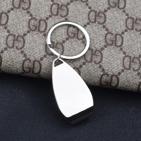 Silver Zinc Alloy Bottle Opener Keychain Smooth Mirror Metal Key Ring For Men Women Portable Beverage Opener Tools Daily Use Gift