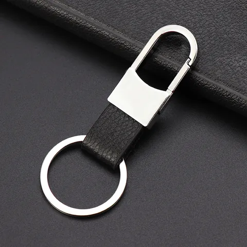 Business Men Car Keychain Genuine Leather Zinc Alloy Key Ring Modern Minimalist Metal Key Holder Belt Hook Gift Accessories