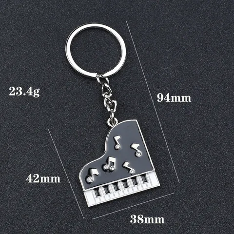 Kreativer Klavier Geformter Zinklegierung Schlüsselanhänger Mit Strass Musiknoten Schwarz Weiß Emaille Geschenk