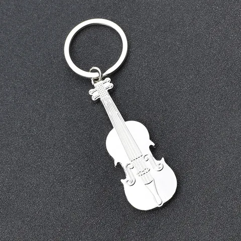 Creativo Portachiavi a Forma di Violino in Metallo Lega di Zinco Argento Lucido Pendente Portachiavi Regalo per Amanti della Musica