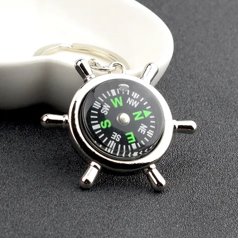 Creative Zinc Alloy Ship Wheel Compass Keychain Nautical Helm Pendant Keyring For Travel Outdoor Business Gift Jewelry