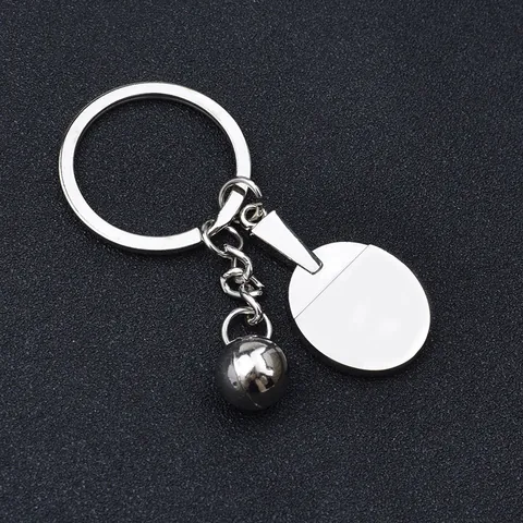 Sporty Table Tennis Paddle And Ball Keychain Zinc Alloy Red Silver Metal Keyring Sports Theme Souvenir Gift Accessory