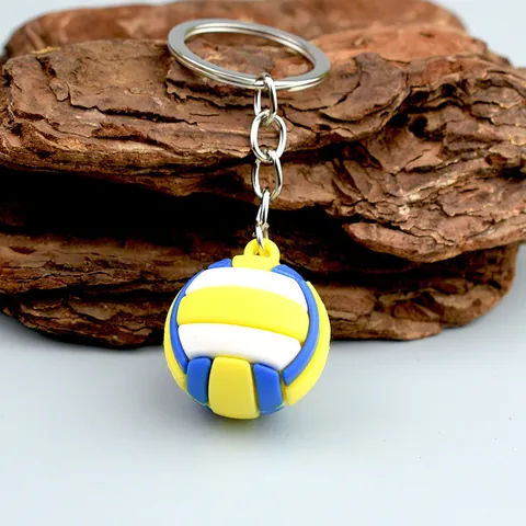Kreativer Volleyball Schlüsselanhänger Mini Sportgeräte Gedenkanhänger Weich PVC Zinklegierung Ring Für Schulpreise Sportler Sportfans Geschenk