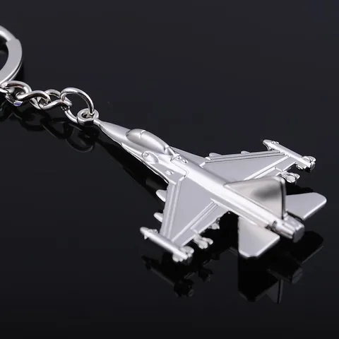 Zinc Alloy Fighter Jet Model Keychain Realistic Silver Aircraft Keyring Aviation Gift F22 J20 Fighter Plane Pendant Bag Charm
