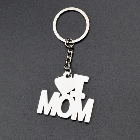 Portachiavi in Metallo I Love Mom Papa Cuore Cavo Alfabeto in Lega di Zinco Per Regalo Festa Della Mamma Papà Accessorio Famiglia