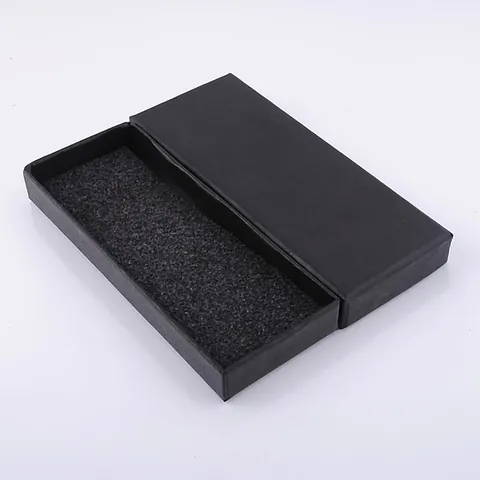 Long Black Rectangular Jewelry Gift Box For Keychain Necklace Bracelet Empty Paper Packaging Case With Inner Sponge Lining