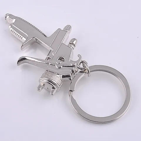 Creative Industrial Zinc Alloy Spray Gun Keychain Metal Miniature Paint Gun Shape Key Ring Bag Pendant Gift