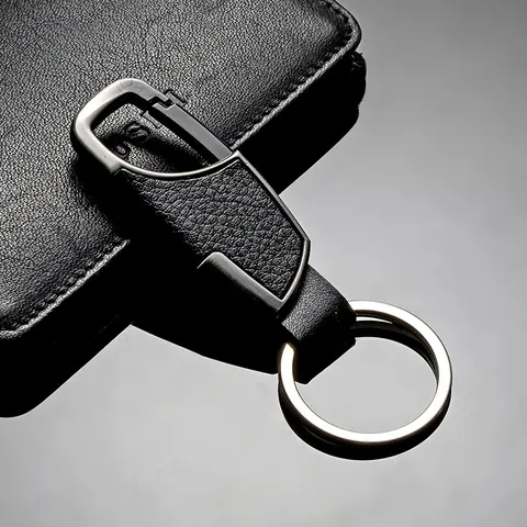 Business Zinc Alloy Leather Car Keychain For Men Women Metal Spring Snap Hook Key Ring Holder Automotive Accessary