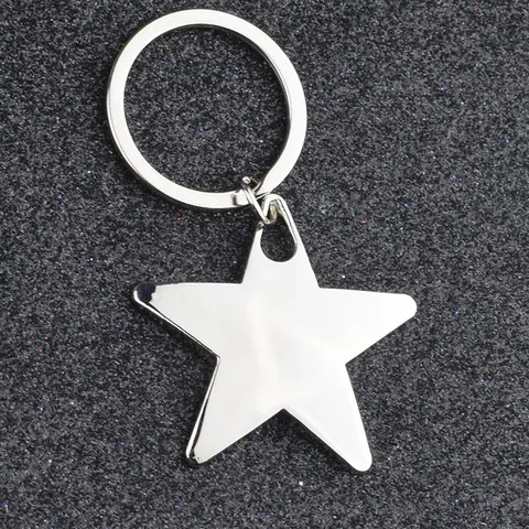 Portachiavi in Lega di Zinco Minimalista Stella a Cinque Punte Pendente in Argento Lucido Portachiavi Geometrico per Uomo Donna Regalo