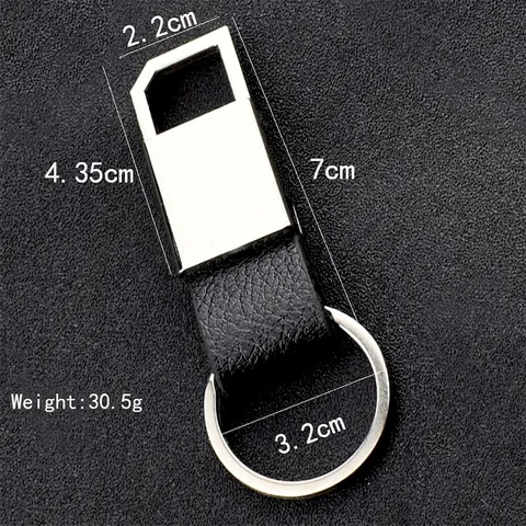 Business Zinc Alloy Genuine Leather Car Keychain For Men Women Lychee Texture Key Ring Silver Black Metal Key Holder