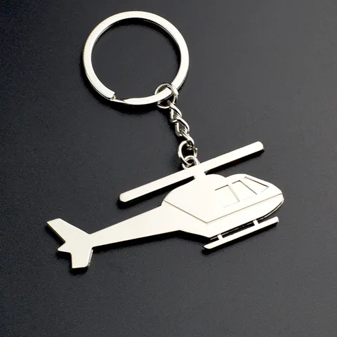 Zinklegierung Hubschrauber Schlüsselanhänger Metall Flugzeug Schlüsselring Kreatives Luftfahrt Souvenir Geschenk Für Herren Damen Silber