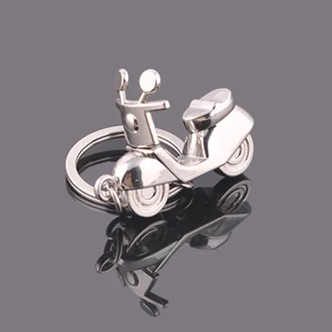 Kreativer Retro Metall Motorrad Schlüsselanhänger Für Herren Damen Geschenk Zinklegierung Poliert Silber Roller Schlüsselring Halter Zubehör