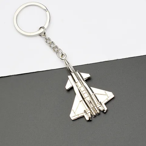 Creative Metal Fighter Jet Airplane Keychain Zinc Alloy Military Aviation Souvenir Gift Silver Simulation Aircraft Keyring
