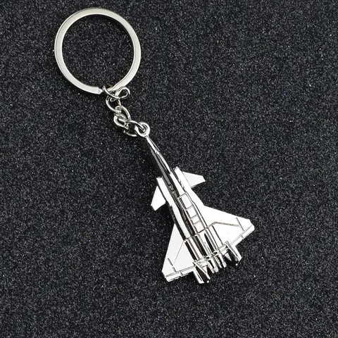 Creative Metal Fighter Jet Airplane Keychain Zinc Alloy Military Aviation Souvenir Gift Silver Simulation Aircraft Keyring
