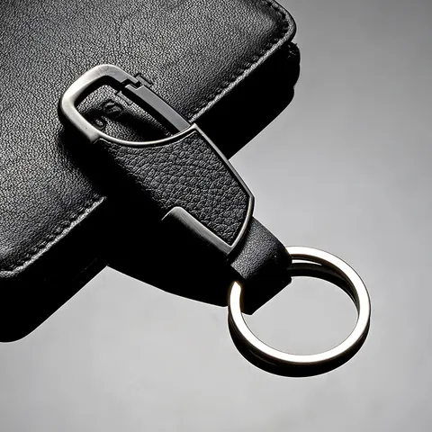 Business Zinklegierung Leder Auto Schlüsselanhänger Für Damen Herren Metall Feder Schnapphaken Schlüsselring Halter