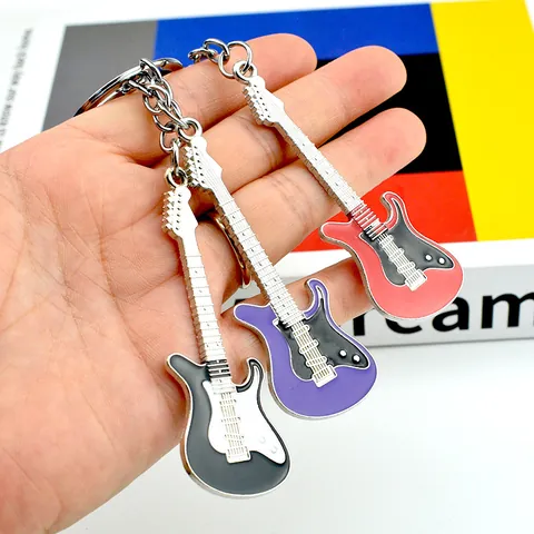 Zinc Alloy Electric Guitar Keychain Creative Metal Music Instrument Pendant Bag Key Ring Charm Gift For Music Lovers Enthusiasts