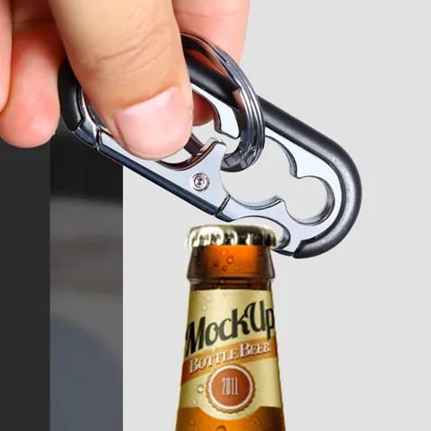 Multi-Functional Zinc Alloy Keychain With Bottle Opener Heavy Duty Carabiner Car Key Holder For Men Business Outdoor EDC Jewelry
