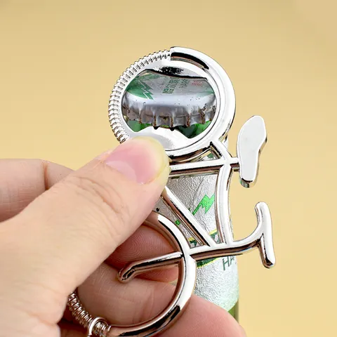 Portachiavi Creativo a Forma di Bicicletta in Metallo Apribottiglie Argento Lega di Zinco Regalo per Festa Uso Quotidiano