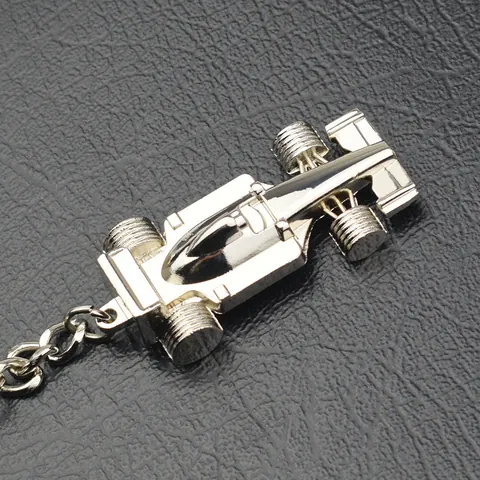 Metal Formula Racing Car Keychain Zinc Alloy Sporty Key Ring Pendant For Men Silver Cool Engine Accessory Car Lovers Gift