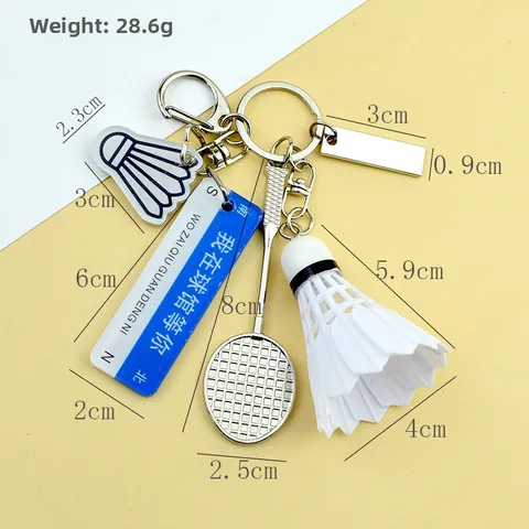 Creative Badminton Keychain With Alloy Racket And Shuttlecock Sports Bag Pendant Simulation Accessory For Athletes Fans Gift