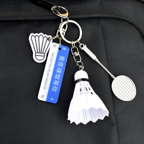 Portachiavi Creativo da Badminton Con Racchetta in Lega e Volano Ciondolo per Borsa Sportiva Accessorio di Simulazione per Atleti Fan Regalo