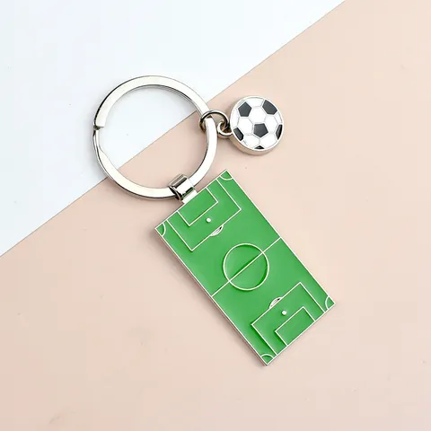 Porte-clés en Métal de Terrain de Football Alliage de Zinc Anneau de Clé Sportif pour Fans de Foot Souvenir du Mondial Cadeau Accessoires de Chaîne de Clés de Voiture