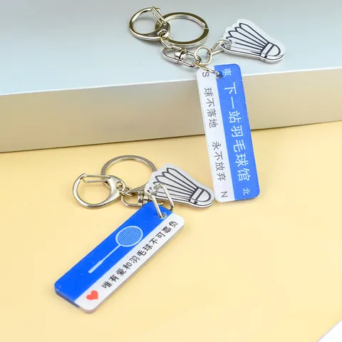 Portachiavi con Segnale Stradale di Badminton Sportivo in Acrilico e Metallo Pendente Borsa Regalo Creativo Sportivo per Tifosi Studenti